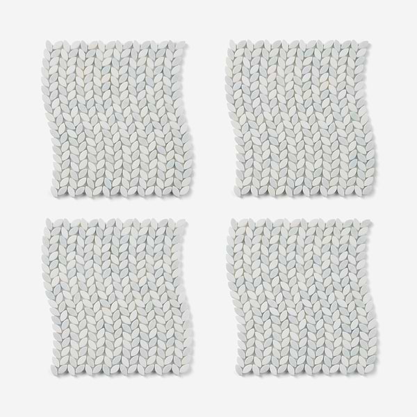 Dova Azul Tumbled Waterjet Marble Mosaic Tile in Blue, White, View 4, open zoomed image