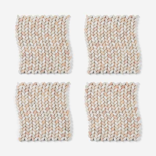 Dova Rose Tumbled Waterjet Marble Mosaic Tile in Pink, White, View 4, open zoomed image