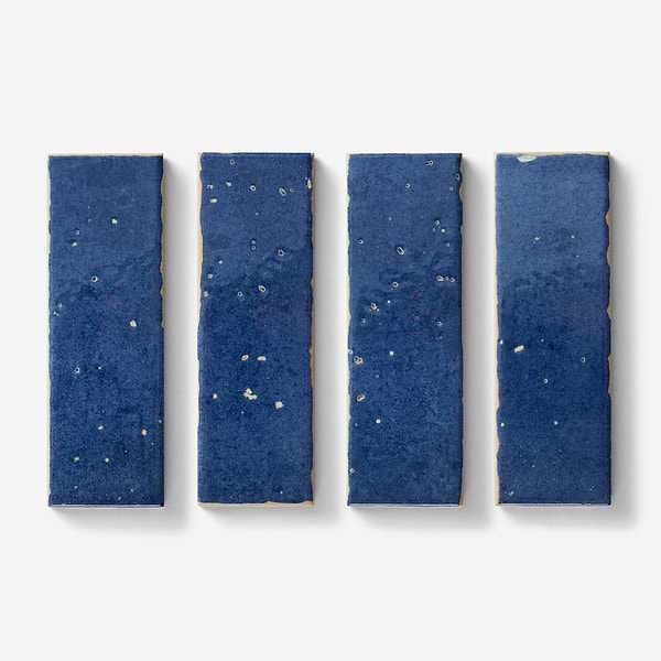 Essa Blue 2x6 Terracotta Look Polished Porcelain Tile in Blue, View 4, open zoomed image