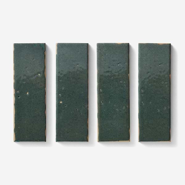 Essa Green 2x6 Terracotta Look Polished Porcelain Tile in Green, View 4, open zoomed image