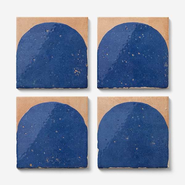 Essa Deco Blue 6x6 Terracotta Look Polished and Matte Porcelain Tile in Blue, Terracotta, View 4, open zoomed image