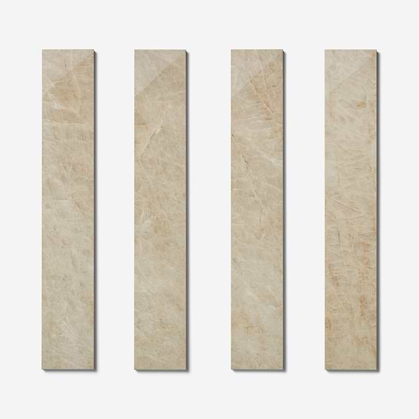 Grand Taj Mahal Fawn Beige 4x24 Stone Look Polished Porcelain Tile in Beige, View 4, open zoomed image