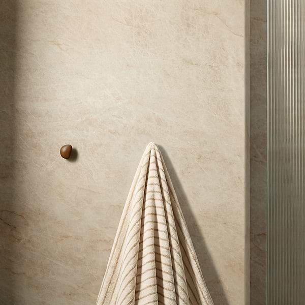 Grand Taj Mahal Lux Shimmer Champagne Beige 24x48 Stone Look Polished Porcelain Tile in Beige, View 4, open zoomed image