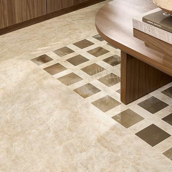 Grand Taj Mahal Champagne Beige 48x48 Stone Look Matte Porcelain Tile in Beige, View 4, open zoomed image