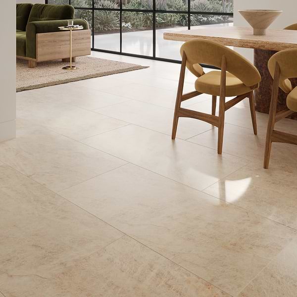 Grand Taj Mahal Champagne Beige 24x48 Stone Look Matte Porcelain Tile in Beige, View 4, open zoomed image