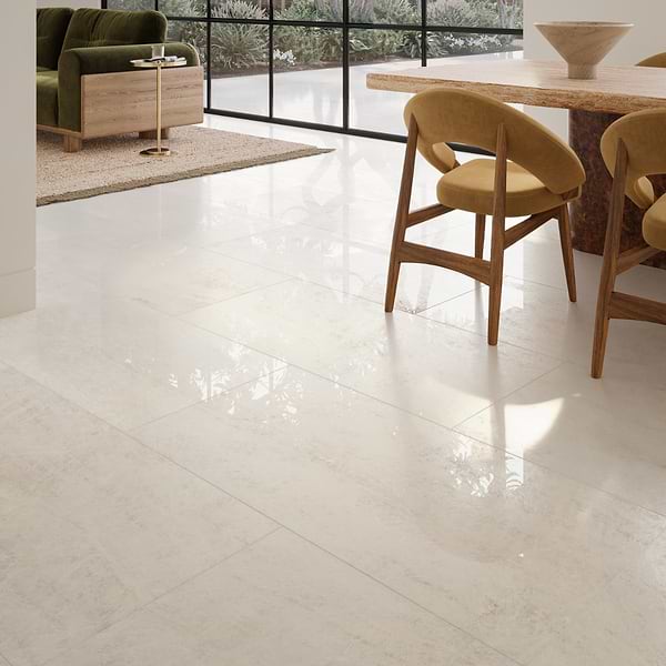 Grand Taj Mahal Lux Shimmer Pearl Beige 24x48 Stone Look Polished Porcelain Tile in Beige, View 4, open zoomed image