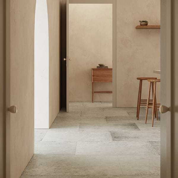 Portrait Ivory Beige 24x48 Matte Porcelain Tile in White, View 4, open zoomed image