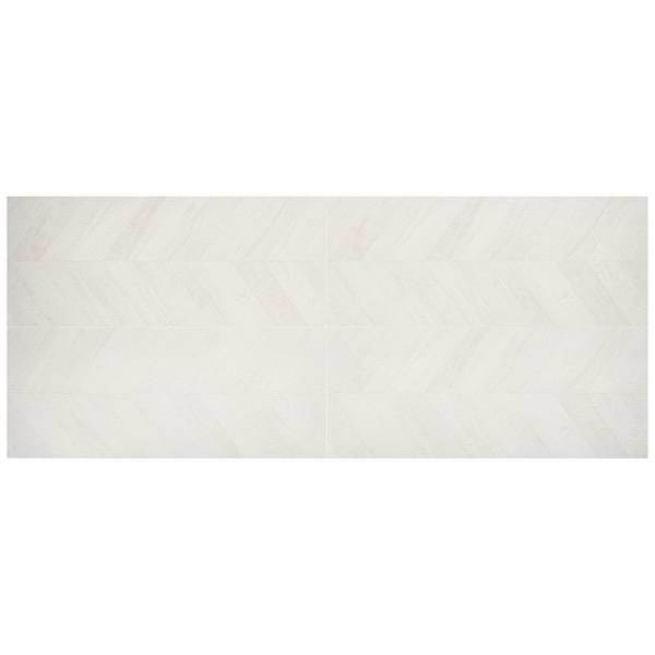 Kenridge Chevron White 24x48 Wood Look Matte Porcelain Tile