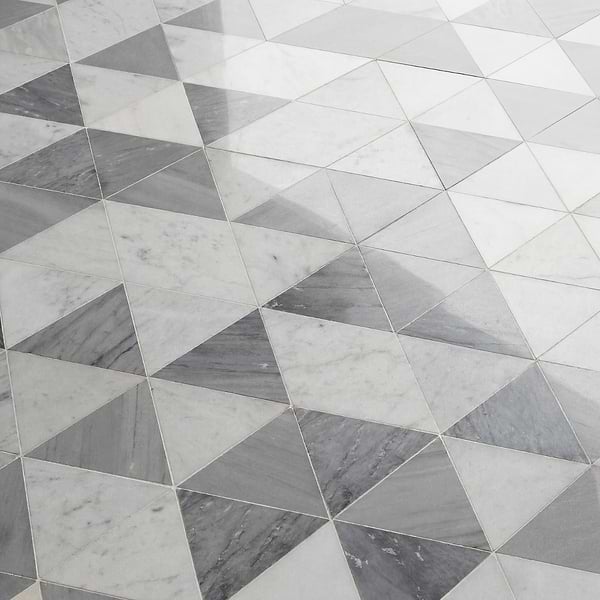 Prism Grana Gray Polished Marble Mosaic Tile