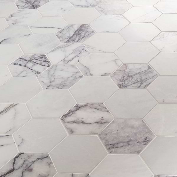 Lilac Premium 4" Hexagon Honed Marble Mosaic Tile