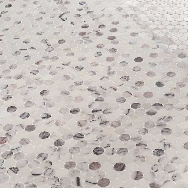 Lilac Premium 1" Penny Round Polished Marble Mosaic Tile