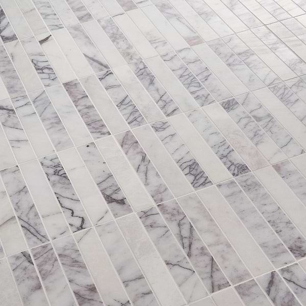 Lilac Premium 1x6 Stacked Honed Marble Mosaic TIle