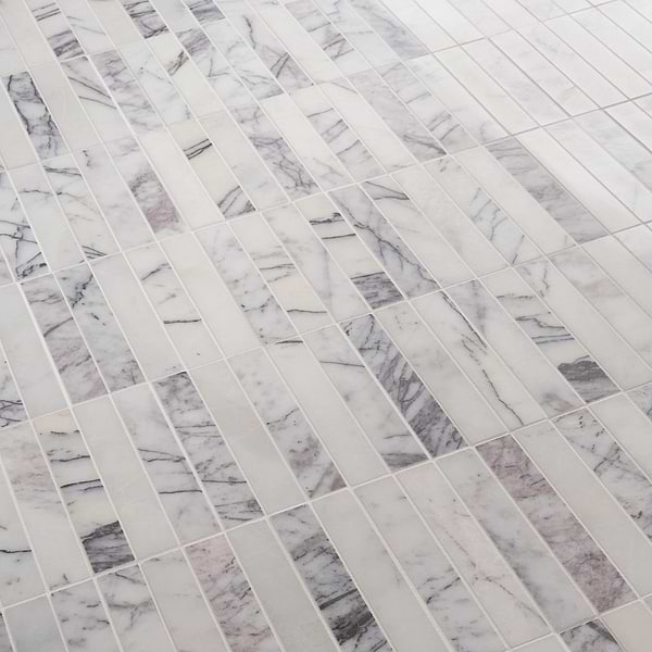 Lilac Premium 1x6 Stacked Polished Marble Mosaic TIle