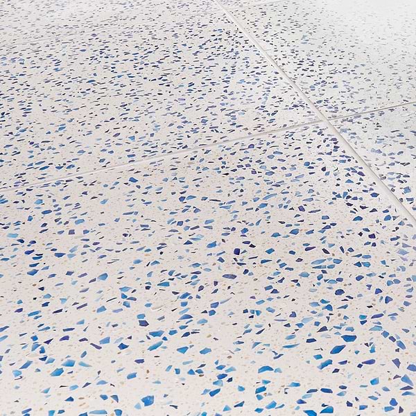Veritas Terrazzo Creme with Cobalt Blue 16x16 Polished Terrazzo Tile
