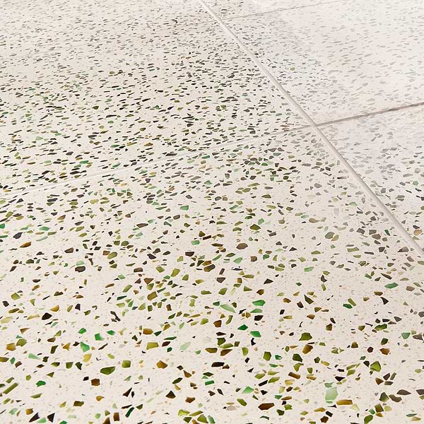 Veritas Terrazzo Creme with Emerald Green 16x16 Polished Terrazzo Tile