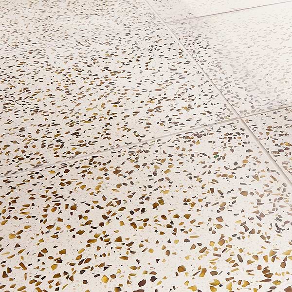 Veritas Terrazzo Creme with Gold 16x16 Polished Terrazzo Tile