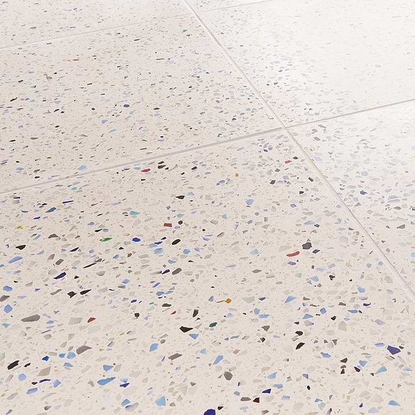 Veritas Terrazzo Creme with Nautical Blue 16x16 Polished Terrazzo Tile