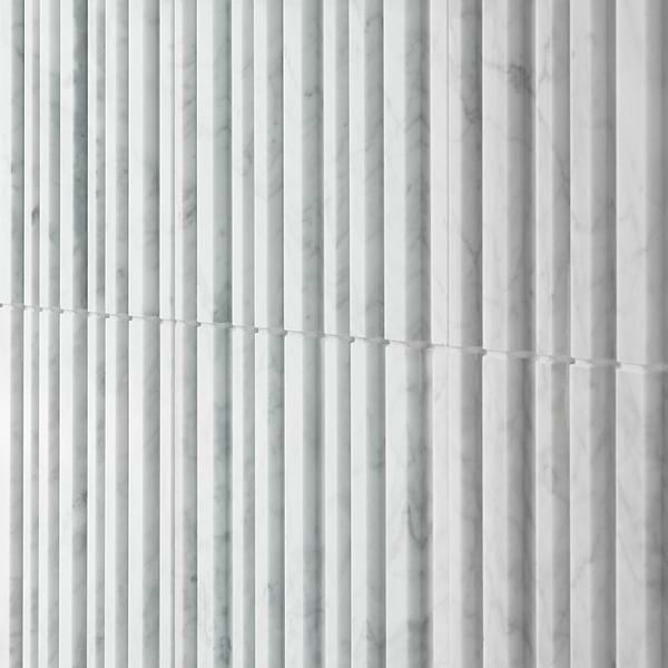 Stonework Barcode Carrara White 12x24 3D Polished Marble Tile