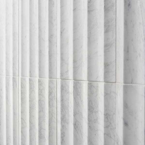 Stonework Fluted Carrara White 12x24 3D Honed Marble Tile