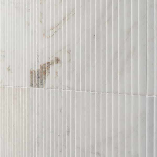Stonework Peak Alaska White 12x24 3D Satin Marble Tile