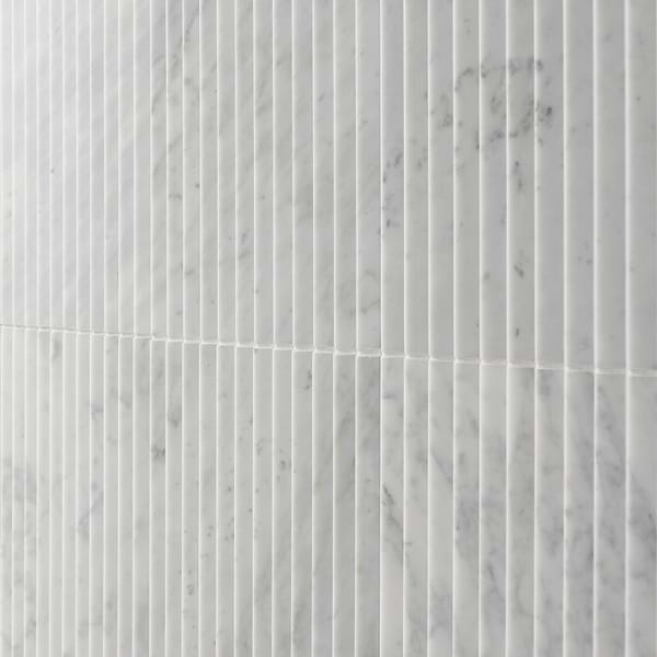 Stonework Peak Carrara White 12x24 3D Satin Marble Tile