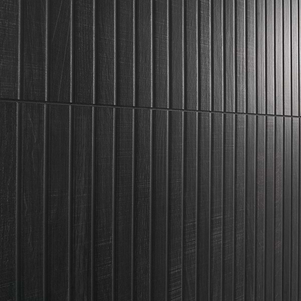Kenridge Ribbon Black 24x48 Wood Look Fluted Matte Porcelain Tile