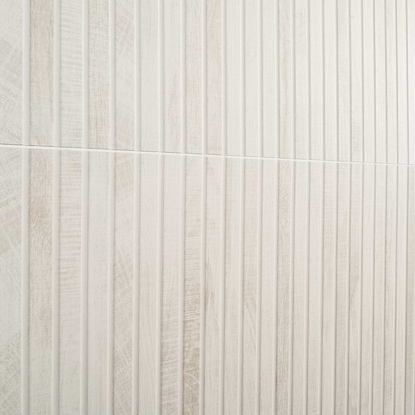 Kenridge Ribbon White 24x48 Wood Look Matte Fluted Porcelain Tile