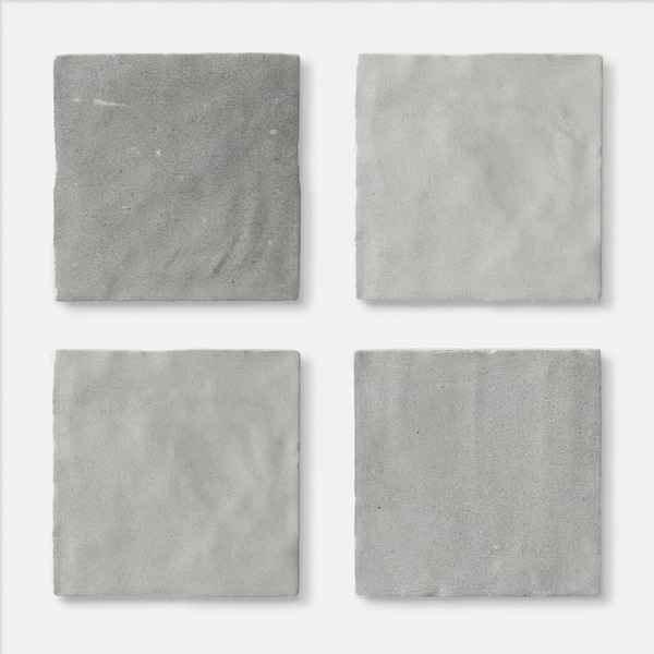 Portmore Gray 4x4 Glossy Ceramic Tile in Gray, View 4, open zoomed image