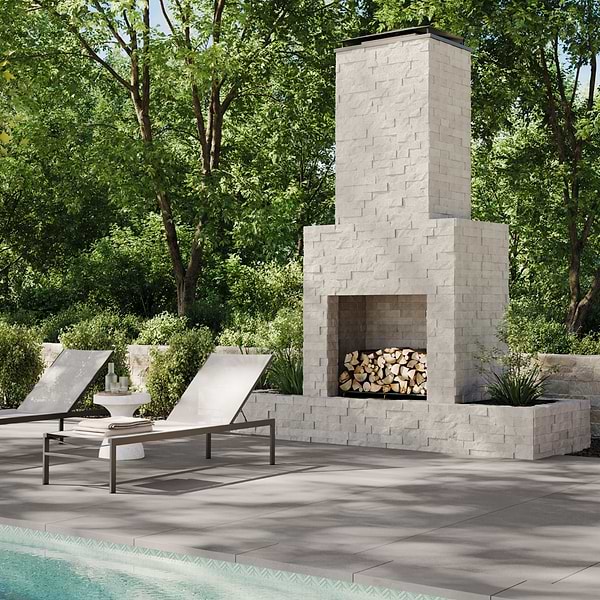 Tenerife Glacial White 6x24 Splitface Marble Stacked Stone Tile