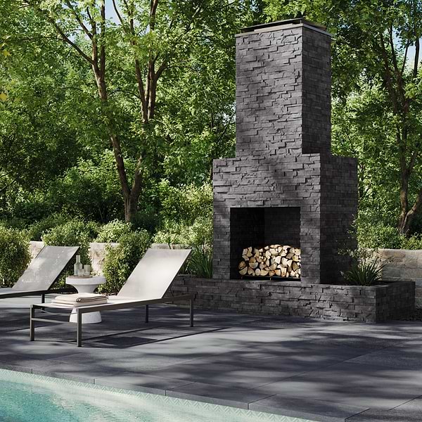 Tenerife Titanium Black 6x24 Splitface Quartzite Stacked Stone Tile