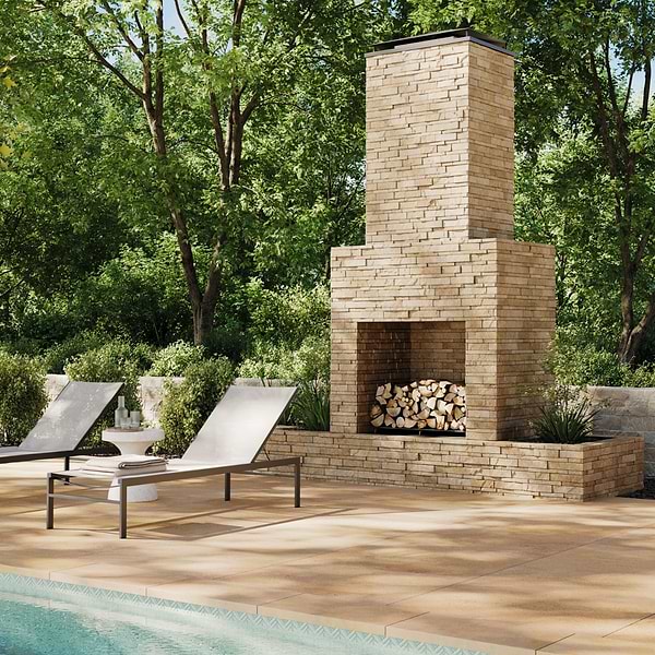 Tenerife French Cremar Beige 6x24 Brokenface Limestone Stacked Stone Tile