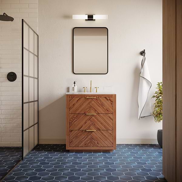 Marilyn Woodgrain 30" Single Vanity with Pure White Quartz Top