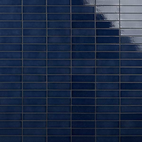ColorOne Jean Blue 2x8 Crackled Glossy Lava Stone Tile