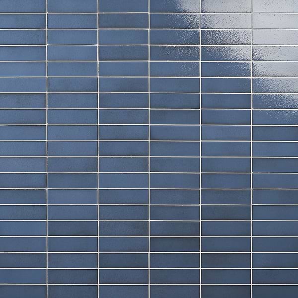 Color One Steel Blue 2x8 Glossy Lava Stone Tile