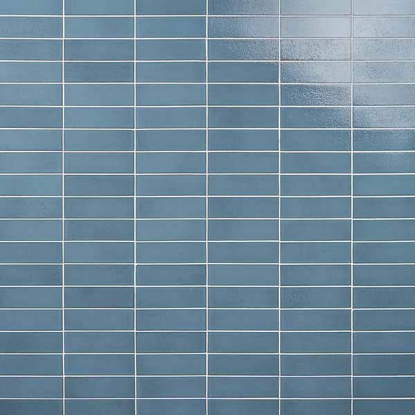 Color One Turquoise Blue 2x8 Glossy Lava Stone Tile