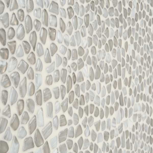 Komorebi Pebble Mineral Ice Gray Polished Glass Mosaic Tile