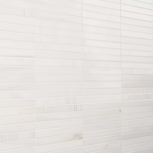 Bianco Dolomite White 1x6 Stacked Premium Polished Marble Mosaic Tile