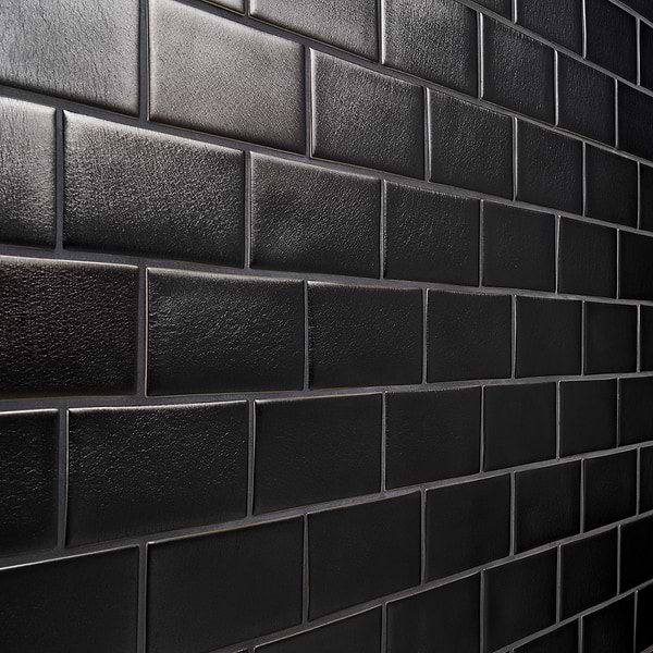 Disco-Nabi Gunmetal 3x6 Crackled Glass Wall Tile