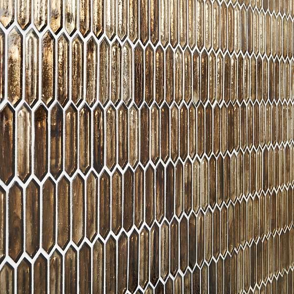 Komorebi Picket Canal Golden Brown 1x3 Polished Glass Mosaic Tile