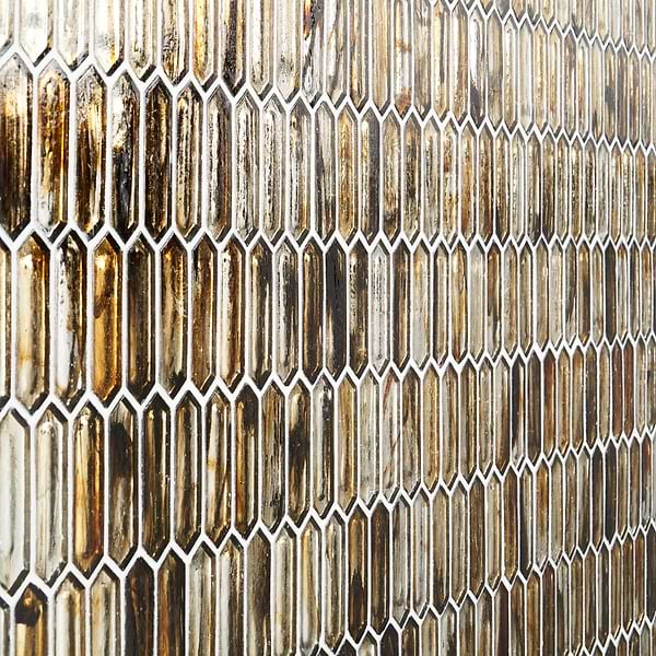 Komorebi Picket Golden Honey 1x3 Polished Glass Mosaic Tile