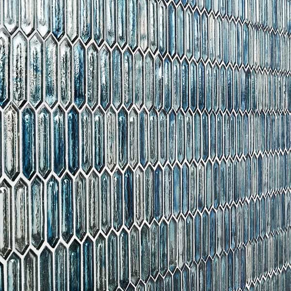 Komorebi Picket Jet Stream Blue 1x3 Polished Glass Mosaic Tile