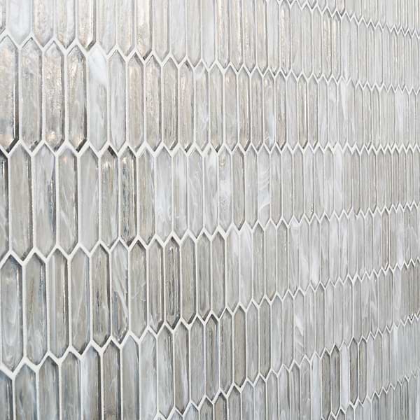 Komorebi Picket Mineral Ice Gray 1x3 Polished Glass Mosaic Tile