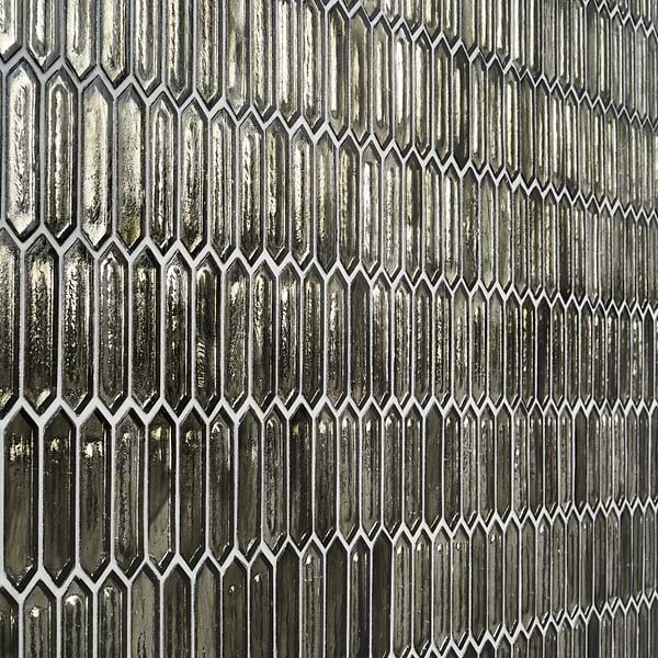 Komorebi Picket Rainforest Dew Gray 1x3 Polished Glass Mosaic Tile