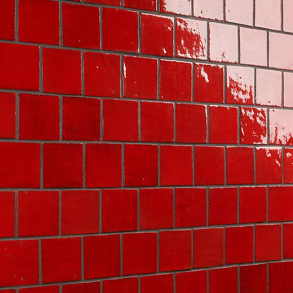Emery Selenium Red 4x4 Square Handmade Crackled Glossy Terracotta Tile