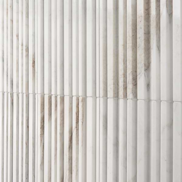 Stonework Barcode Alaska White 12x24 3D Polished Marble Tile