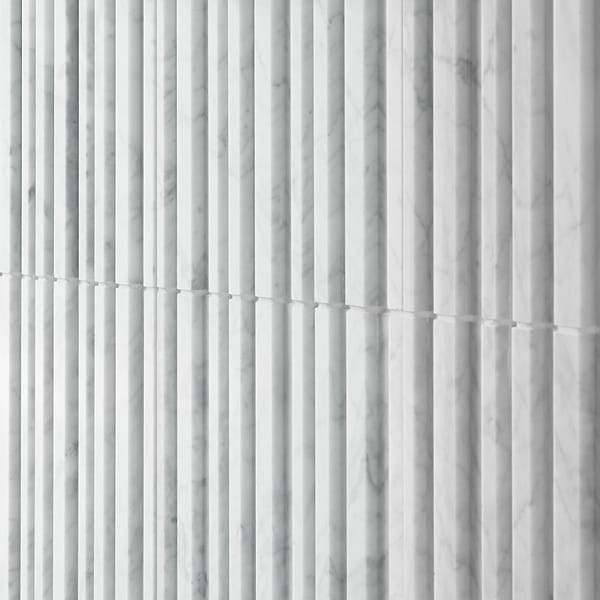 Stonework Barcode Carrara White 12x24 3D Polished Marble Tile