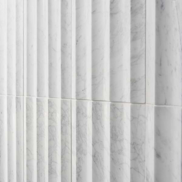 Stonework Fluted Carrara White 12x24 3D Honed Marble Tile