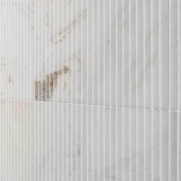 Stonework Peak Alaska White 12x24 3D Satin Marble Tile