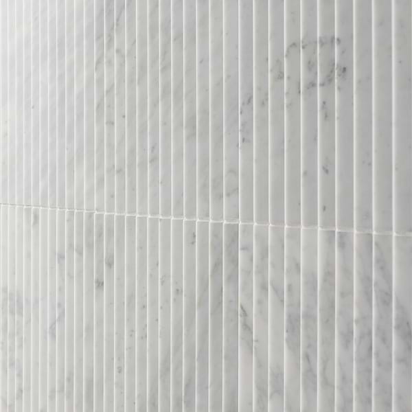 Stonework Peak Carrara White 12x24 3D Satin Marble Tile