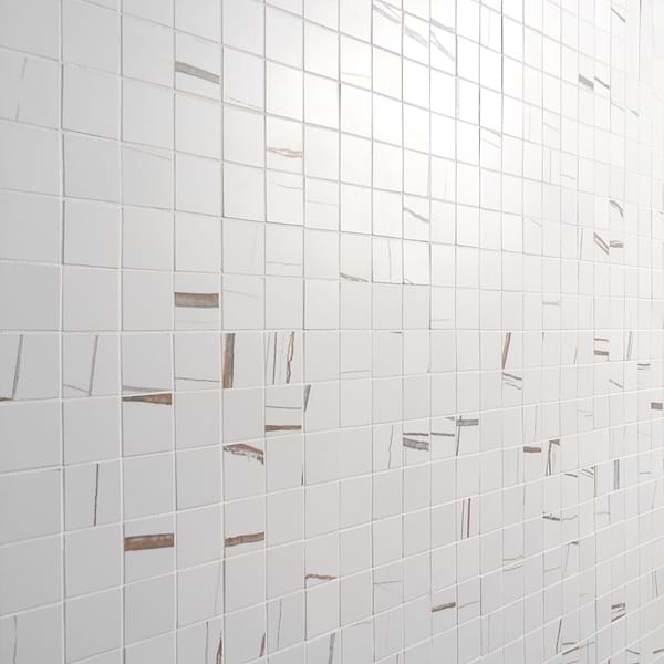 Minera Sahara Blanco White 2x2 Marble Look Matte Mosaic Tile